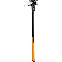 Fiskars Hacha IsoCore XXL- Para partir troncos y clavar cuñas- 92 cm- 3.6 kg- Negro-Naranja- 1020220